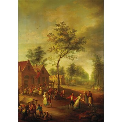 Lot 66 - Dutch School 18th Century Village Festival Oil...