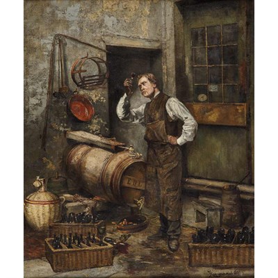 Lot 4 - Jan Moerman Belgian, 1850-1896 The Vintner,...