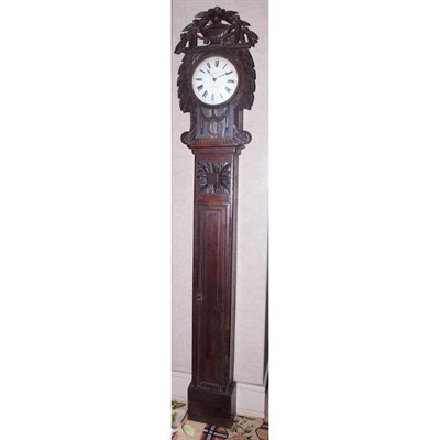 Lot 196 - French Provincial Carved Oak Tall Case Clock...