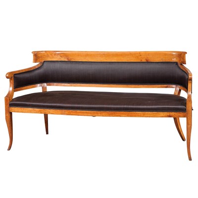 Lot 284 - Biedermeier Style Fruitwood Upholstered Bench...