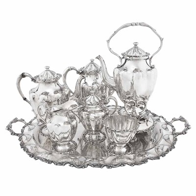 Lot 324 - Mexican Sterling Silver Tea and Coffee Service...