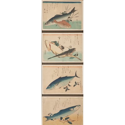 Lot 470A - Hiroshige 19th Century Four prints of fish,...