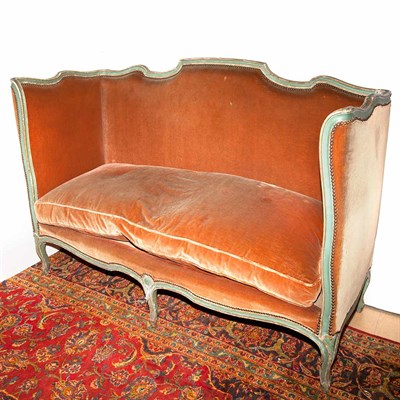 Lot 219 - Louis XV Green Painted Settee Length 67 inches.