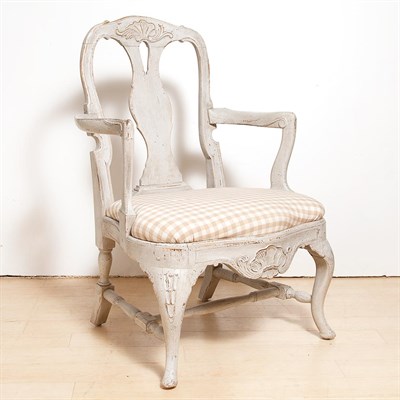 Lot 186 - Italian Rococo Style Painted Wood Open Armchair