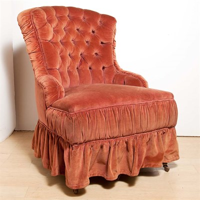 Lot 188 - Victorian Velvet Upholstered Boudoir Chair