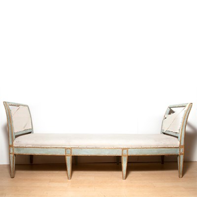 Lot 179 - Swedish Style Blue Painted Daybed Length 7...