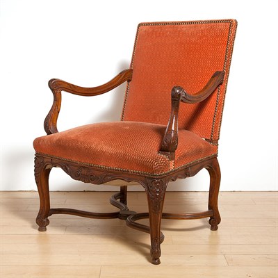 Lot 300 - Provincial Louis XV Style Walnut Fauteuil