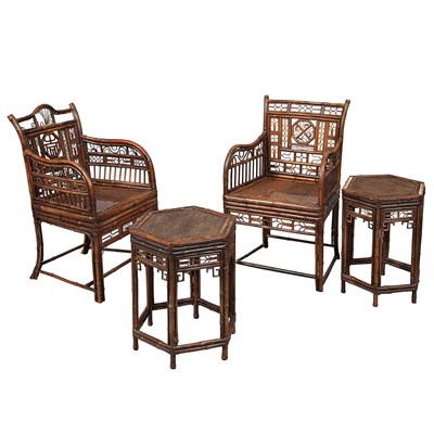 Lot 496 - Associated Pair of Chinese Export Bamboo...