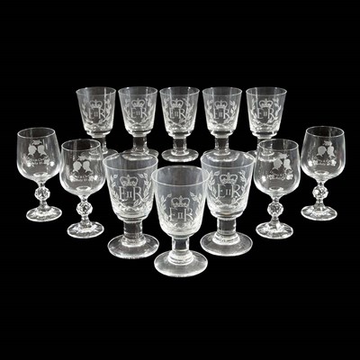 Lot 108 - Set of Eight Queen Elizabeth II Glass Goblets;...