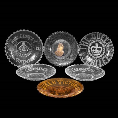 Lot 85 - Group of Six Royal Commemorative Molded Glass...