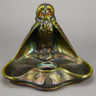 Lot 210 - Austrian Art Nouveau Green Glazed Ceramic...