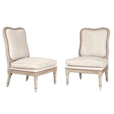 Lot 507 - Pair of Louis XVI Style Chaises a la Reine...
