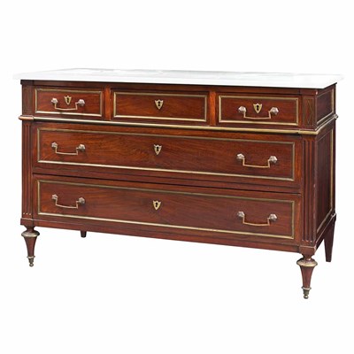 Lot 480 - Louis XVI Style Brass Bound Mahogany Commode...