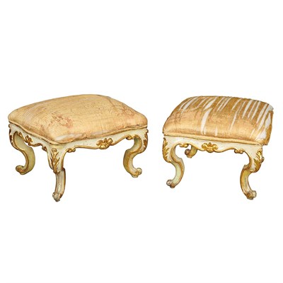 Lot 482 - Pair of Italian Rococo Painted and Parcel Gilt...