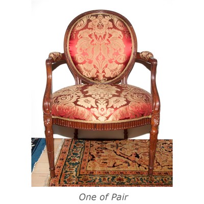 Lot 134 - Pair of George III Style Walnut Open Armchairs