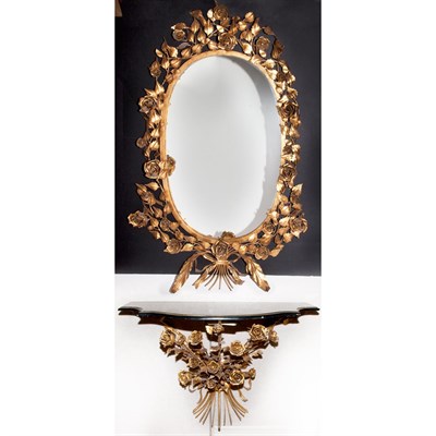 Lot 364 - French Gilt-Metal And Painted Wood Floral...