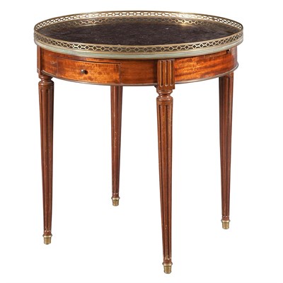 Lot 334 - Louis XVI Style Marble Top Mahogany Bouillotte...