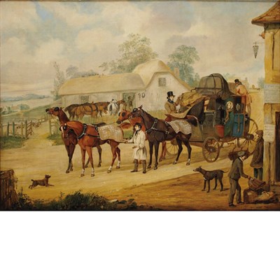 Lot 101 - Manner of Henry Alken A Coach Stopping at an...
