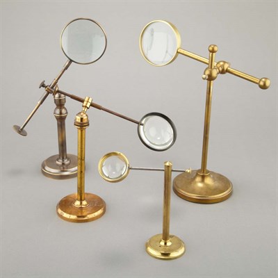 Lot 429 - Group of Four Brass and Glass Adjustable...