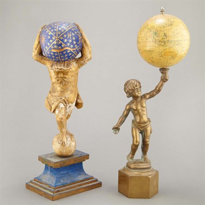 Lot 200 - Gilt and Polychrome Painted Figure of Atlas...
