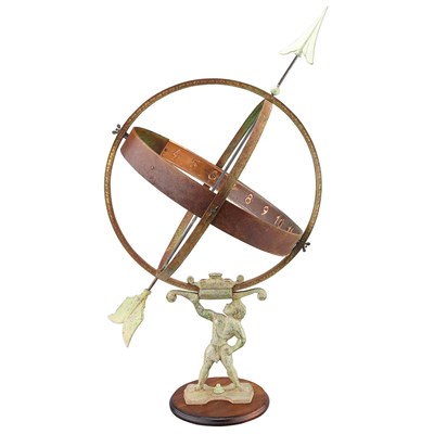 Lot 209 - Armillary Iron and Patinated-Metal Sundial...