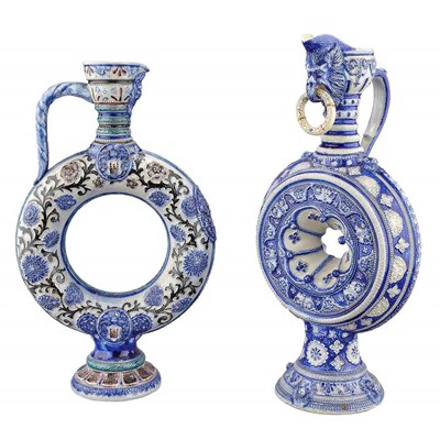 Lot 255 - Two Westerwald Baroque Style Stoneware Ewers...