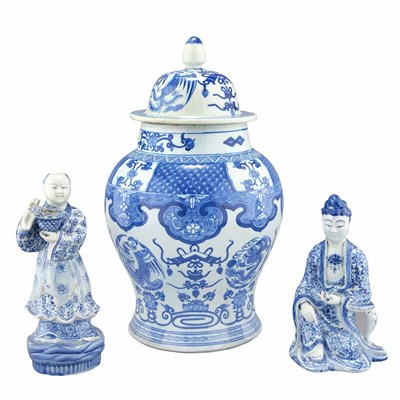 Lot 245 - Chinese Blue and White Covered Porcelain Jar...