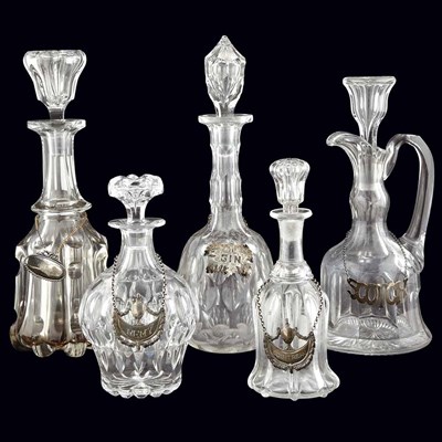 Lot 149 - Group of Ten Colorless Glass Decanters Height...