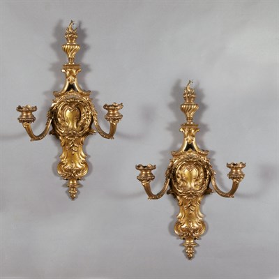 Lot 97 - Pair of Louis XVI Style Gilt-Metal Two-Light...
