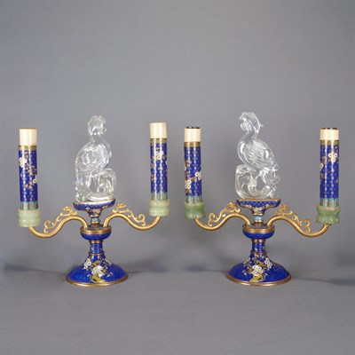 Lot 309 - Pair of Chinese Gilt and Cloisonne Enameled...