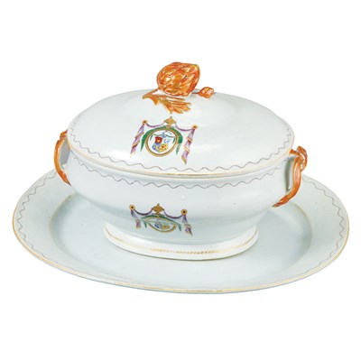 Lot 485 - Chinese Export Armorial Tureen on Stand and...