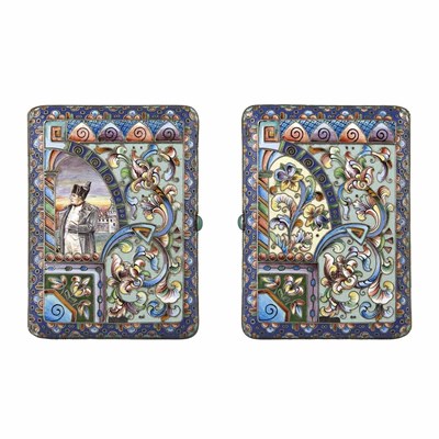 Lot 209 - Russian Cloisonne Enameled Silver Cigarette...