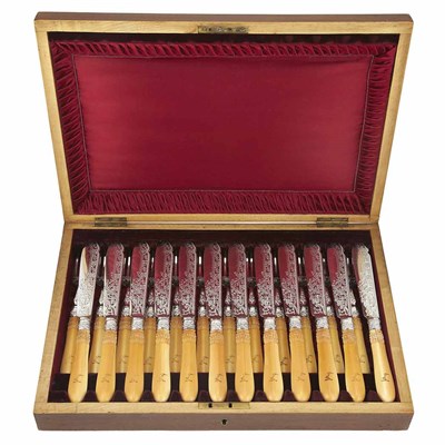 Lot 288 - Victorian Silver and Ivory Fish Service John...