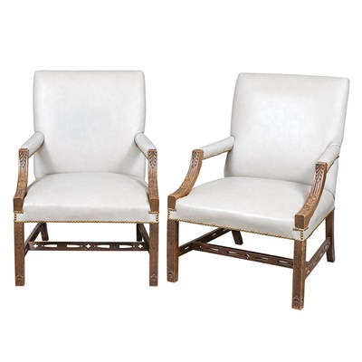 Lot 265 - Pair of George III Style Mahogany Library Chairs