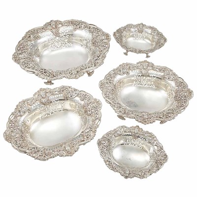 Lot 300 - Suite of Five George V Silver Bowls Crichton...