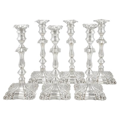 Lot 303 - Set of Six George V Silver Candlesticks...