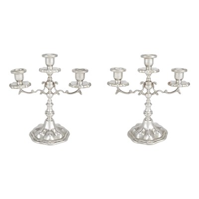 Lot 177 - Pair of Mexican Sterling Silver Three-Light...