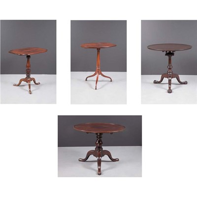 Lot 142 - Group of Four Mahogany Tilt-Top Tables Height...