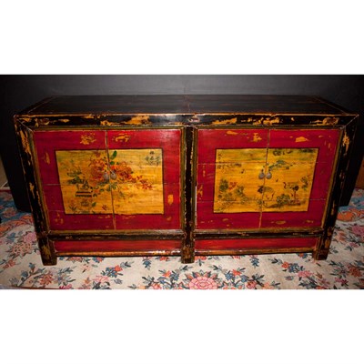Lot 222 - Provincial Chinese Painted Hardwood Double...