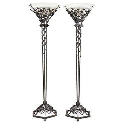 Lot 656 - Pair of Art Deco Style Wrought Iron and...