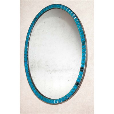Lot 172 - Irish Style Blue Glass Framed Mirror Height 27...
