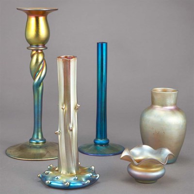 Lot 526 - Group of Steuben Blue and Gold Aurene Glass...