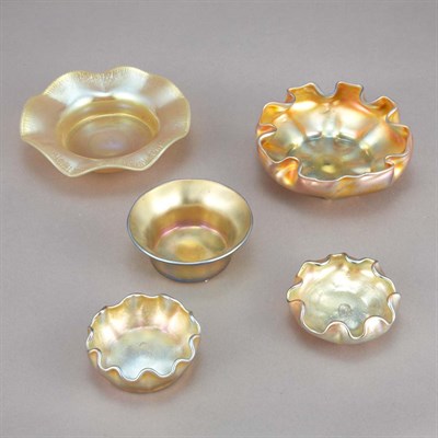 Lot 559 - Group of Nine Tiffany Favrile Glass Salt...