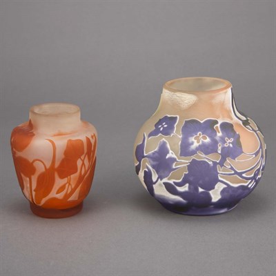 Lot 631 - Two Galle Acid Etched Cameo Glass Cabinet Bud...