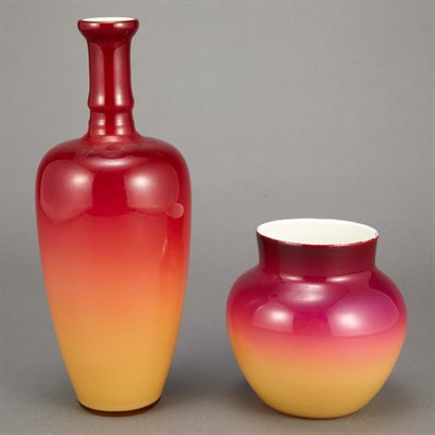 Lot 513 - Two Hobbs Brockunier Co. Peach Blow Glass...
