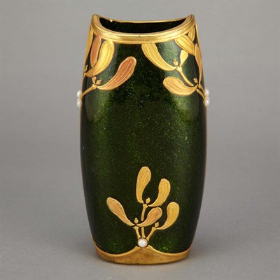 Lot 634 - Mont Joye Gilt Decorated Glass Vase Circa 1900...