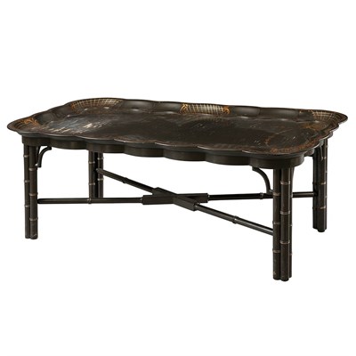 Lot 464 - Victorian Gilt Decorated Black Painted Tray on...