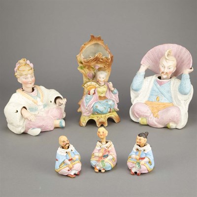 Lot 398 - Group of Painted Bisque Porcelain Nodding Head...