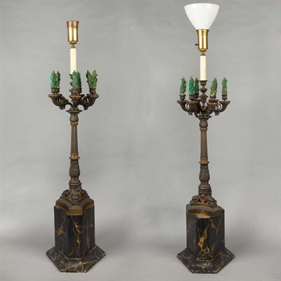 Lot 821 - Pair of Empire Style Gilt and Patinated-Metal...