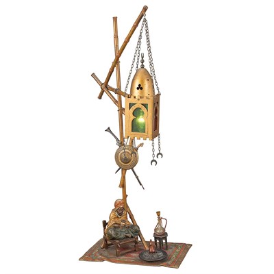 Lot 412 - Austrian Cold Painted Bronze Figural Lamp Cast...